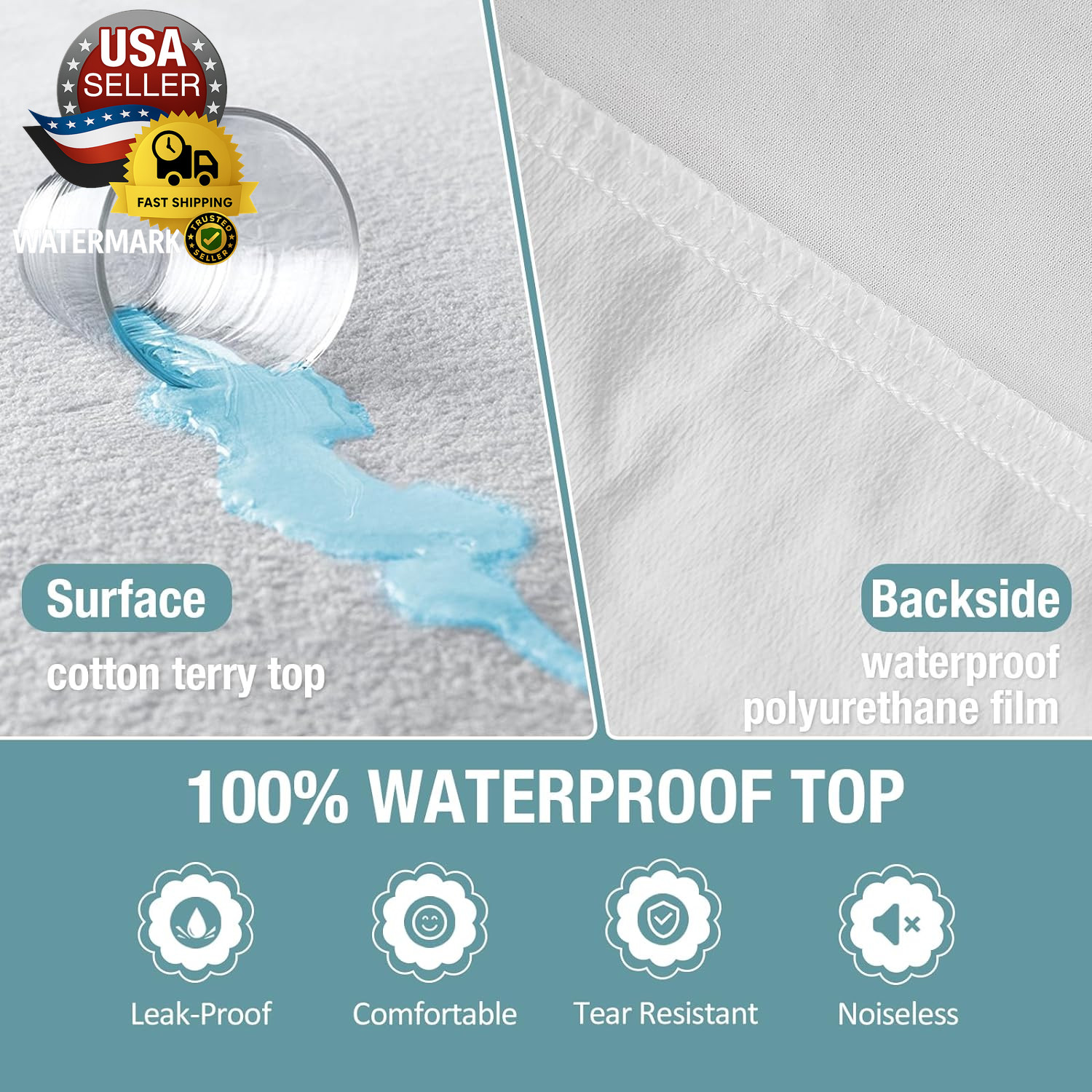 Queen Waterproof Mattress Protector,Pee and Liquid Proof Cover for Pets, Elderly