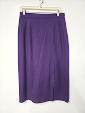 Vtg Wool Midi Skirt Size 14 Purple Lined Business Office USA Academia Preppy