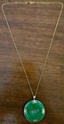 14KT HK Stamped: Green Donut Jade Pendant; 14k GF Yellow Gold Color 21" Necklace — photo 10