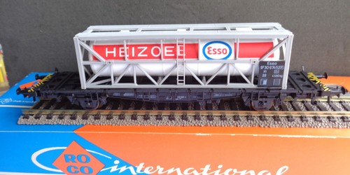 Roco 4521 Containertragwagen "Heizoel  ESSO" der DB Spur H0 OVP Top | Zustand: Gebraucht