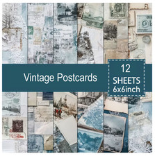 Vintage Post Collage - Craft Paper - 12 Sheets - 6"x6" - 160gsm - Scrapbooking