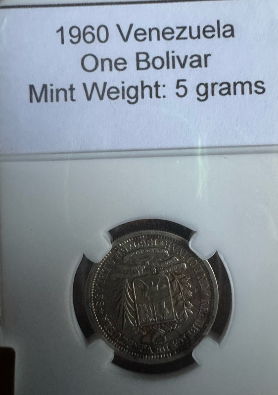 Silver Coin Spot Value $7.51 VENEZUELA Bolivar 83.5% .134 Oz