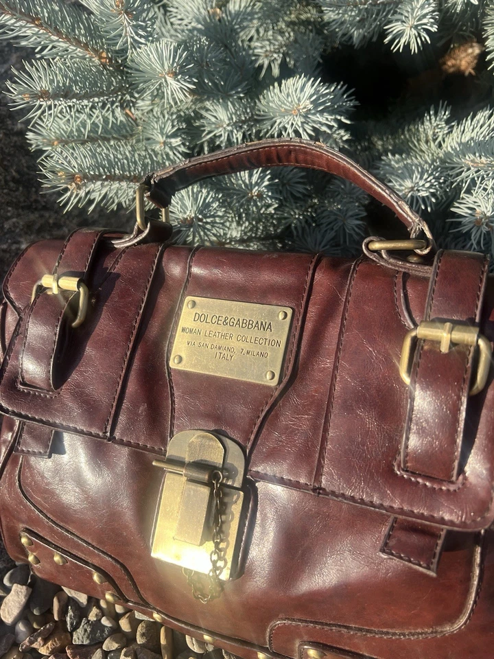 Vintage Dolce&Gabbana Vintage Leather Hand Bag Brown - Image 3 of 4