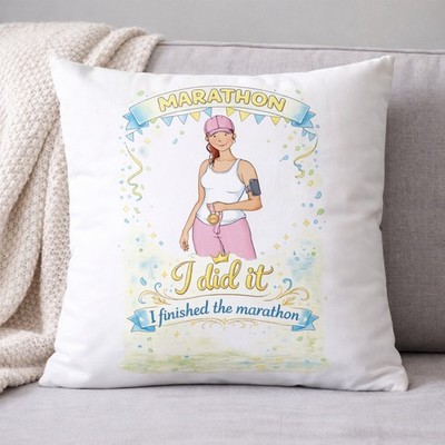Personalisiertes Marathon Kissen 40x40 Laufgeschenk weibliches Andenken Geschenk 