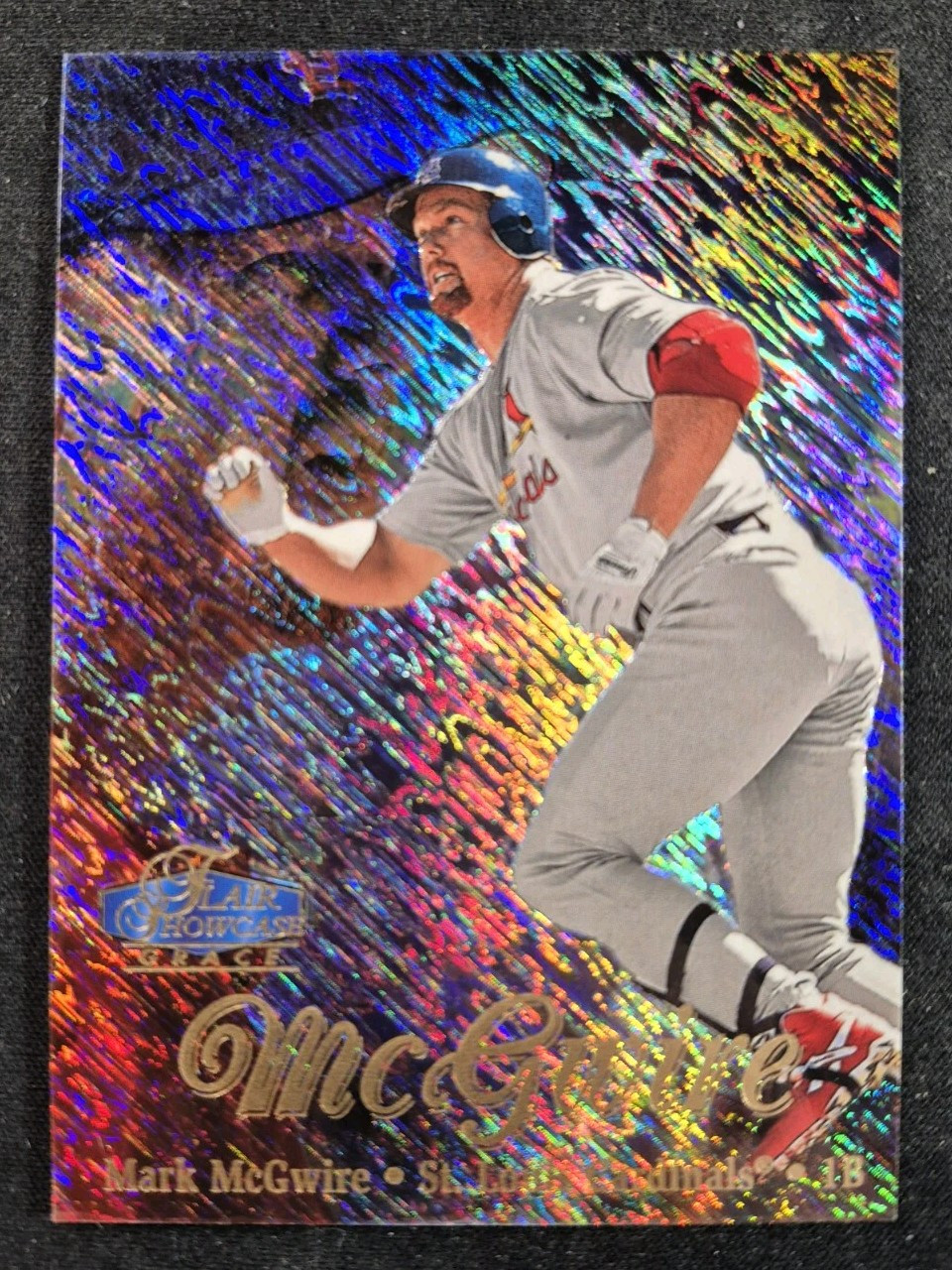 1998 Flair Showcase ROW 1 #9 Mark McGwire Rare Speckle Refractor Parallel