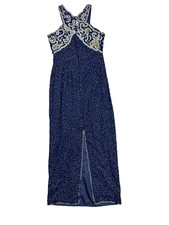 Lawrence Kazar Vintage 100 silk beaded dress. Women's SIZE PETITE MED
