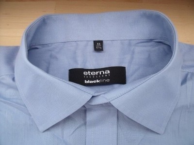 Eterna BLACKLINE EXCELLENT Hemd 44 Himmelblau Unifarben Sehr gut #TA9534