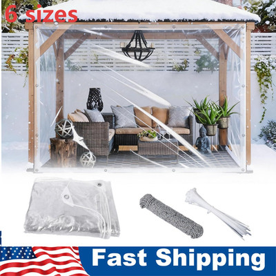 PVC Clear Tarp Transparent PVC Enclosure w/Grommets Ropes for Garden Patio Coop