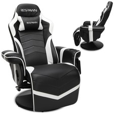 White 900 Ergonomic Gaming Recliner  Lumbar Support, Swivel,  Reclining Features
