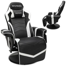 White 900 Ergonomic Gaming Recliner—Lumbar Support, Swivel, & Reclining Features
