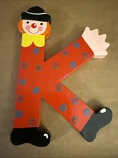 Vtg. Sevi Hand Painted Wooden Alphabet Letter 3.5  Clown Child Baby Decor  K  
