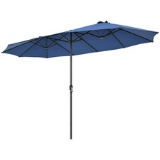 15FT Patio Double-Sided Umbrella Crank Outdoor Garden Market Sun Shade Navy