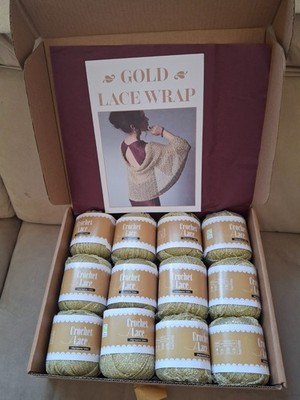 Häkelset Gold Spitze ''WICKEL'' Muster / Garn Neu