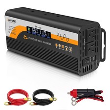 500W Pure Sine Wave Inverter, 12V/24V Auto-Detect, 50Hz/60Hz Switchable, LCD ...