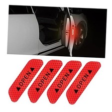 4PCS Reflective Open Prompt Stickers for Car Door, 3.6 Inch Auto Safety Red
