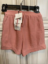 ZARA Girls' Textured Elastic Waistband Drawstring Casual Shorts Coral Size 7 NWT