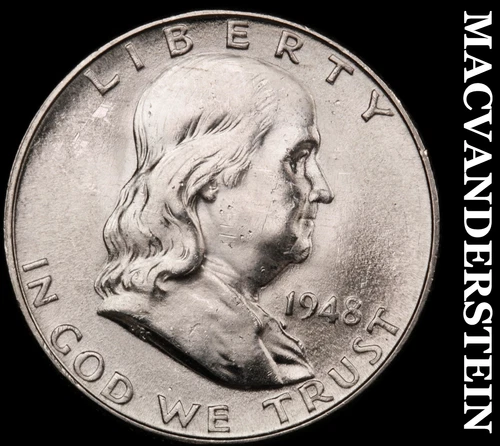 1948-D Franklin Half- Full Bell Lines Choice Gem Brilliant Unc+++ Silver #i2061