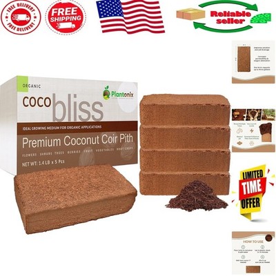 OMRI-Listed Eco-Friendly Coco Peat Bricks - 5-Pack of 650gm for Thriving Plants