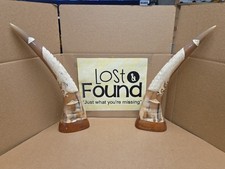 Set Of 2 VINTAGE Carved Water Buffalo Horn EA...