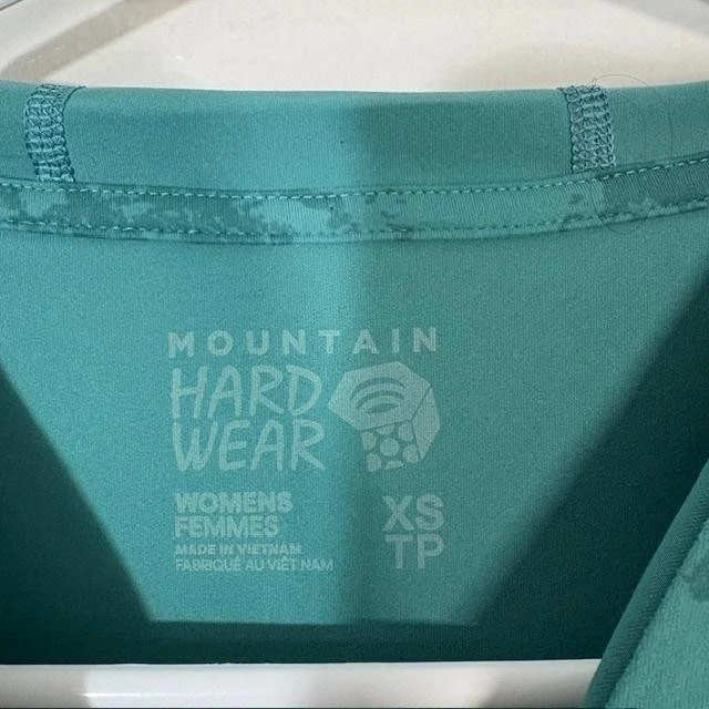 Camisa con capucha Mountain Hardwear para mujer XS verde sol sudadera con capucha dobladillo con cordón Foto 3 de 4