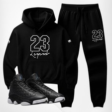 Men's Black White Hoodie Joggers 23 Legend Sweatsuit To Match Air Jordan 13 MMK