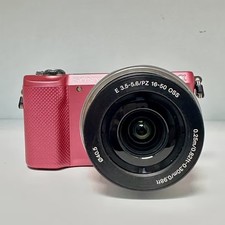 Near Mint Sony Alpha a5000 Pink Mirrorless Digital Camera 16-50mm Lens English