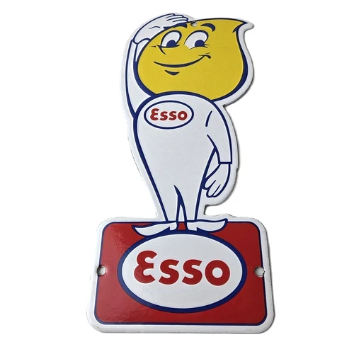 Vintage Esso Gasoline Porcelain Sign - Oil Drop Gas Service Station Auto Sign