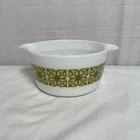 Pyrex 473 1Qt Verde Green Square Flowers Cinderella Casserole Dish 2pc With lid!
