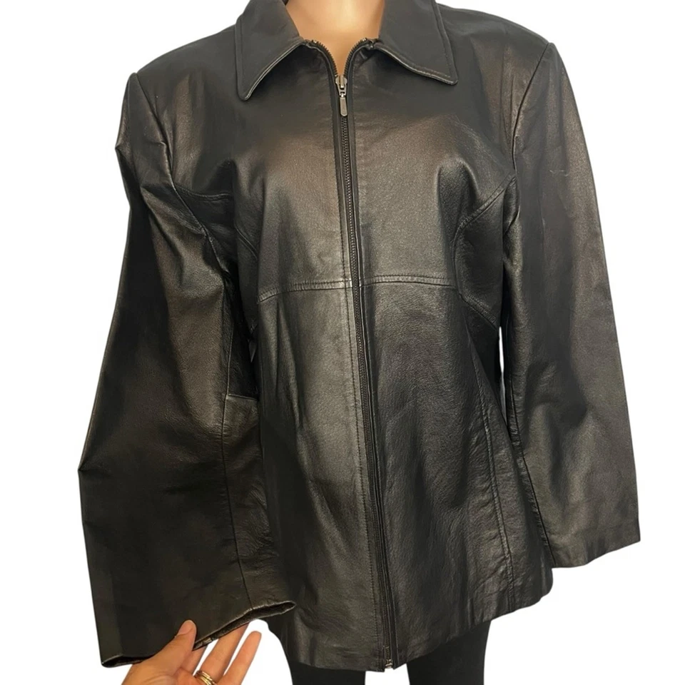 Jacqueline Ferrar Womens Vintage Black Shirt Collar Jacket Size XL  - Image 3 of 4