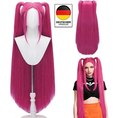 Hunter Cosplay Perücke, Lange lila Perücke Cosplay Damen, Costume K-ids Rosa Wig