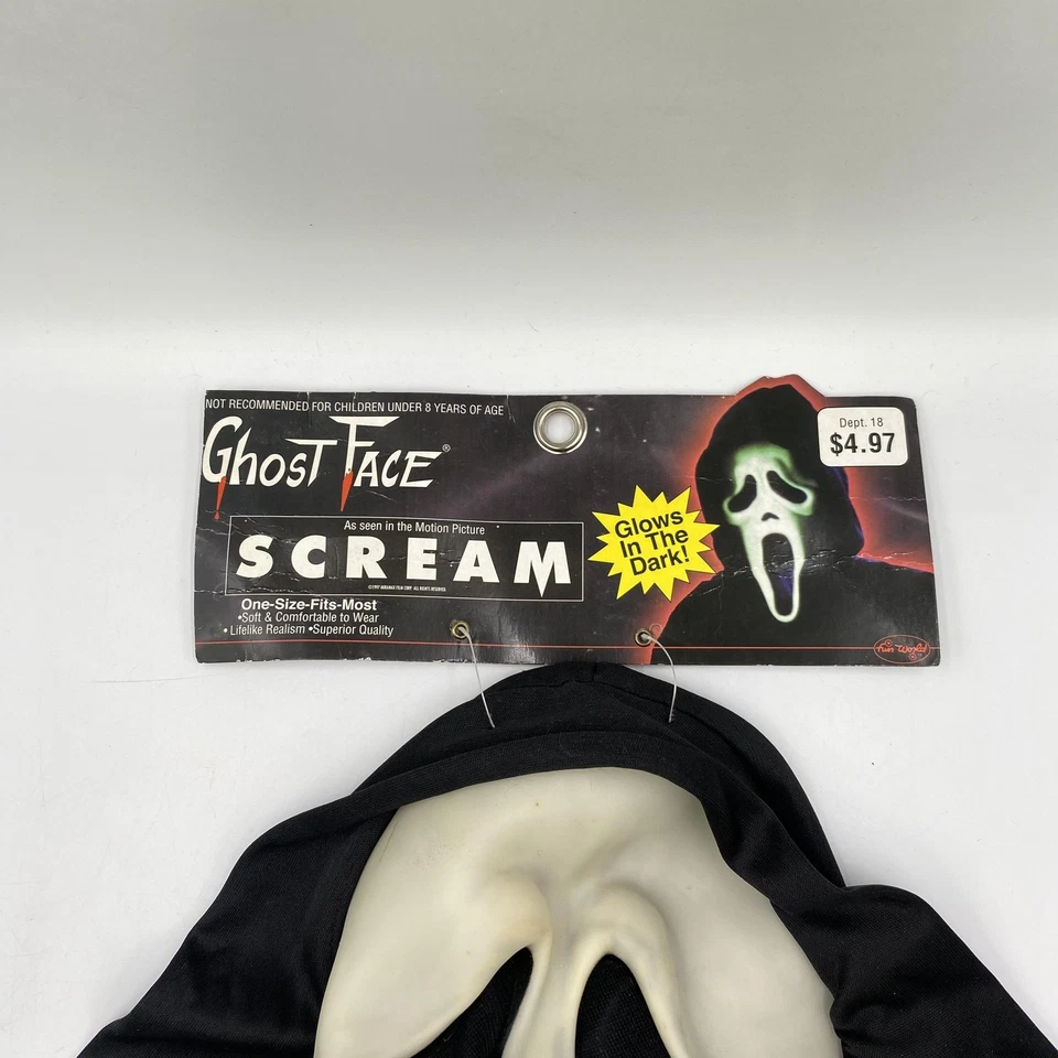Vintage Ghost Face Scream Mask Fun World Easter Unlimited Glow in the Dark 90s - Image 2 of 4