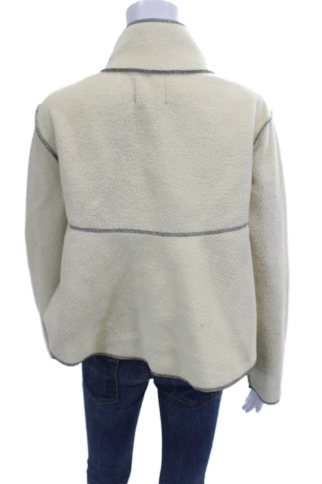 Chaqueta Pullover Urban Outfitters Mujer Polar Media Cremallera Blanca Talla S Foto 3 de 4