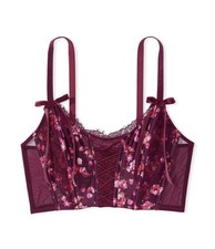 Victoria's Secret Lace Up Burgundy Floral Corset - Size Small NEW