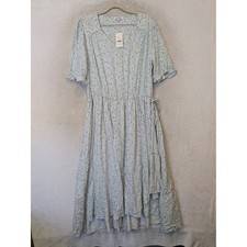 NEW SweetSalt Wrap Dress Women's 14/16 Blue Floral High-Low Midi