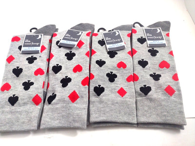 West Loop Men's Gray Poker Deck of Cards Dress Socks NWT  6-12 Shoe Size 4 Pairs