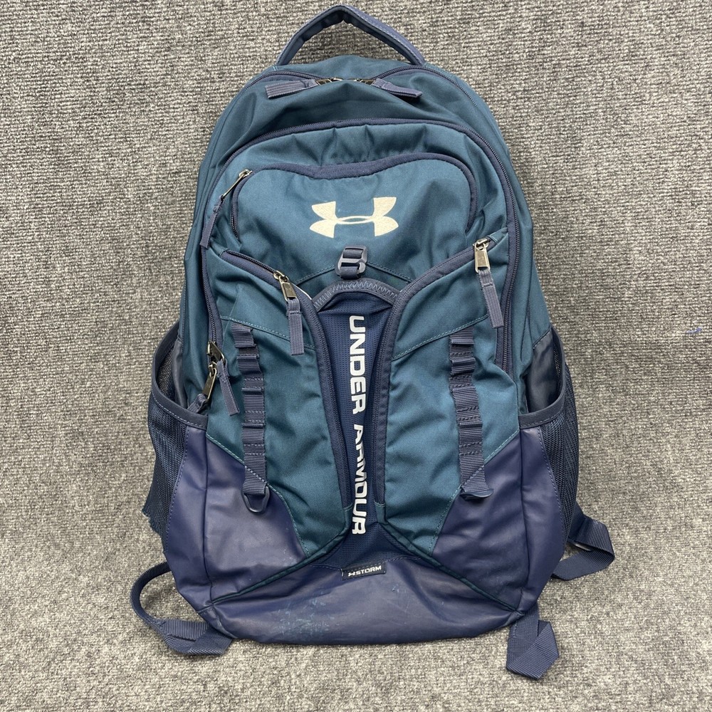 Under Armour Hustle Storm Unisex Blue Sports Backpack 20x14 for Travel School