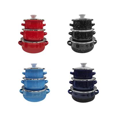 3-teiliges Emaille Mini Topfset Suppentopf Babynahrung Ergänzung Topf