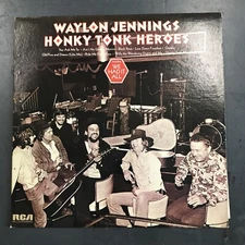 VINTAGE WAYLON JENNINGS HONKY TONK HEROES LP RCA APL 1-0240 REISSUE HLYWD PRESS