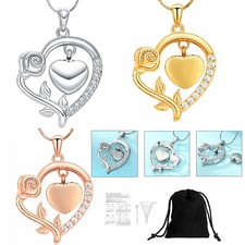 Tree of Life Rose Flower Heart Urn Pendant Cremation Jewelry for Ashes Necklace