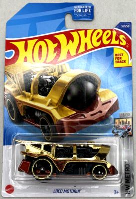 MINT! Hot Wheels Gold Chrome LOCO MOTORIN' Train #31 2022 HW Metro