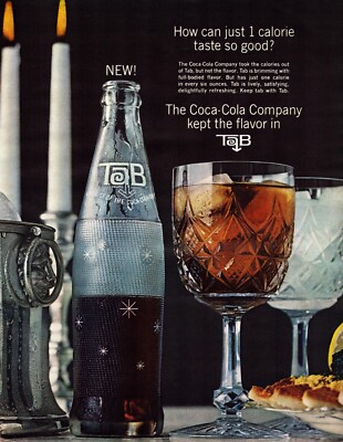 TAB 1 Calorie Diet Drink Coca Cola Co. Candlelight Dinner Vintage Print Ad 1964