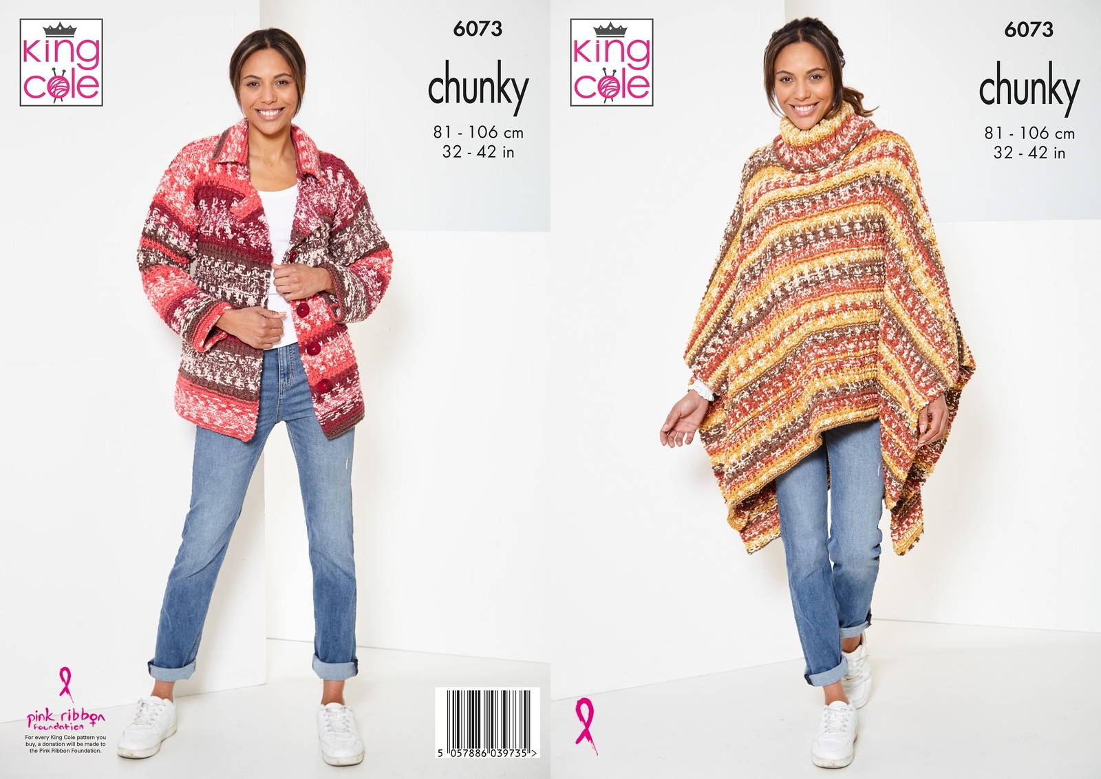 King Cole Women's Nordic Chunky Knitting Pattern 6073, Cardigans, Ponchos For 32 - 42 Inches - Image 4