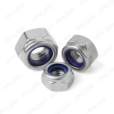304 Stainless Steel DIN985 Nylon Insert Lock Nuts Hex Nylock Nuts 4# 6# 8# 1/4