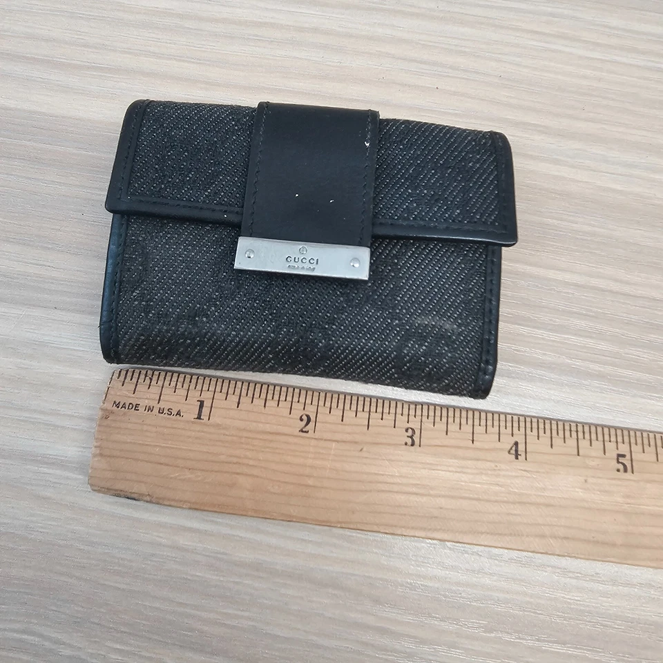 Vintage Gucci Key Holder Case Black Leather GG Canvas Monogram Logo Y2K ITALY - Image 4 of 4