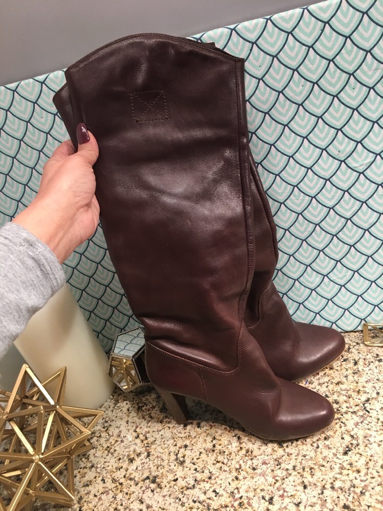Zara Red Brown Knee OTK Brown Leather Hot Sexy Hi High 4