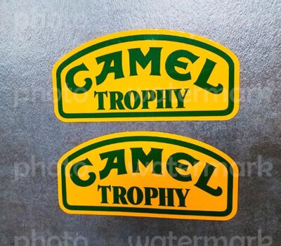 2x CAMEL Trophy Green/ Yel Stickers Vinyl Decal Enduro MX Rallye 4x4 Defender
