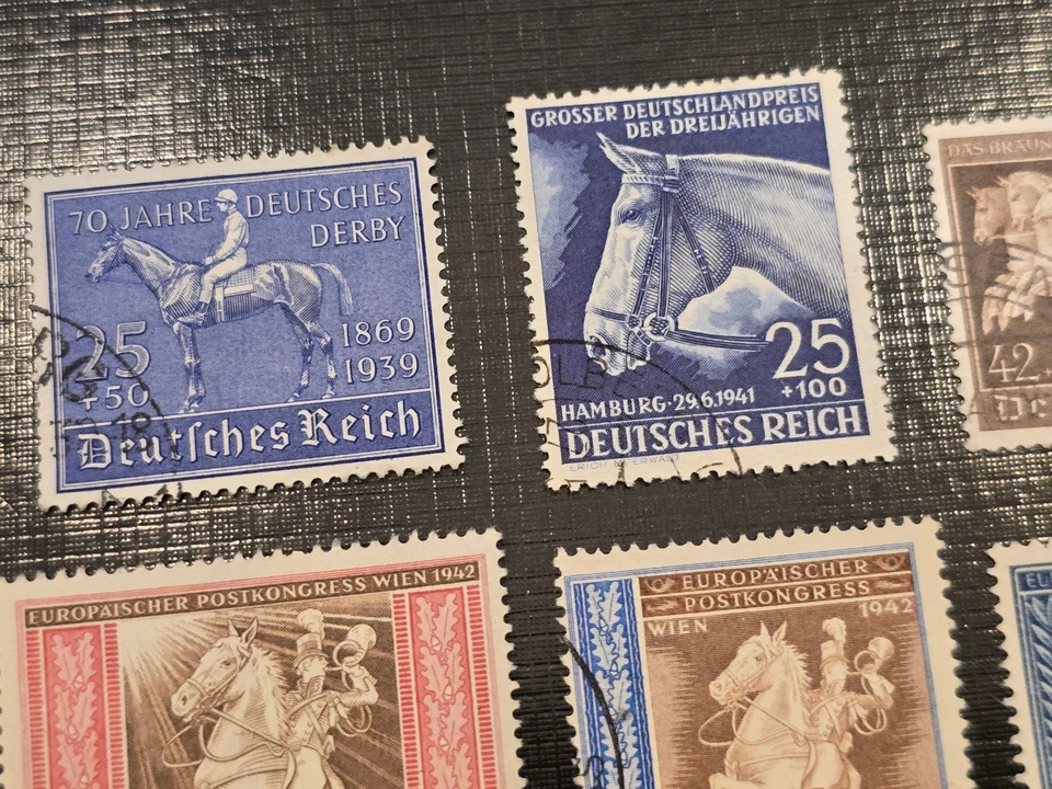 THIRD REICH HORSE RACING BREEDING THOROUGHBREDS Nazi German NSDAP Stamp lot X 6 - Image 3 of 4