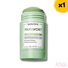SKINTIFIC Mugwort Acne Clay Mask Stick 40g Reduces Redness, Inflammation, Pores