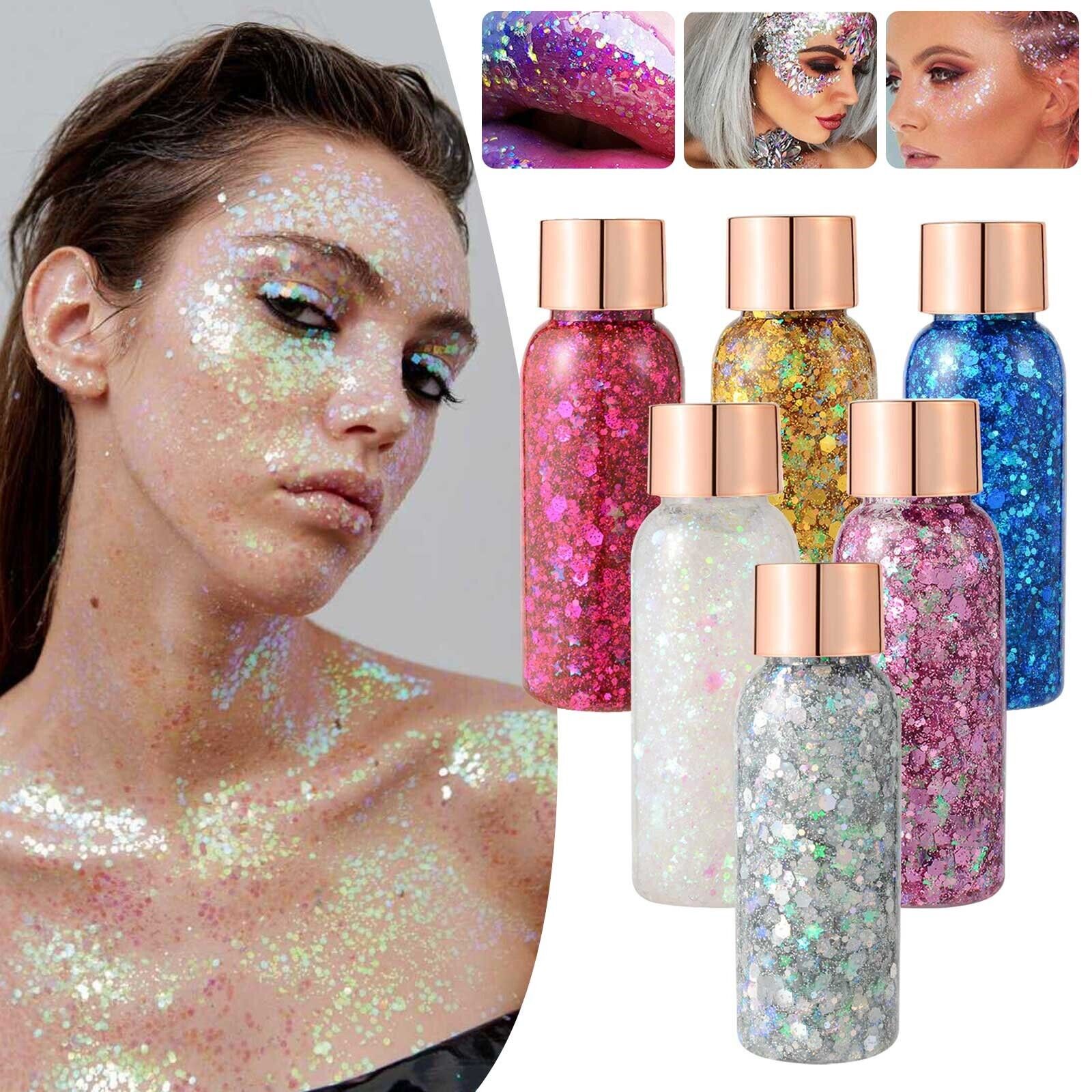 6 Colors Glitter Gel Set Chunky Holographic Body Glitter for Face Glitter  Makeup Eye Lips Hair Nail Glitter Eyeshadow, No Need Glue - 107# Wholesale