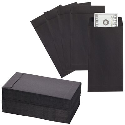 100 Pack Black Money Envelopes for Cash, Budgeting, Money Saving, 3.5x6.5 in